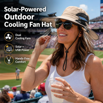 Solar Powered Sun Hat with Dual Fans – Cooling & UV Protection Hat