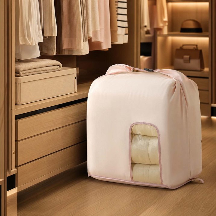 Large Cotton Storage Bag – Foldable Organizer with Clear Window