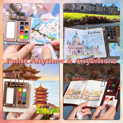 Mini watercolor paint set, portable watercolor set - 8 colors