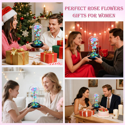 Rotating Light Up Rose in A Glass Dome,Anniversary Valentines Gifts