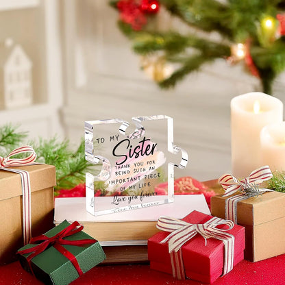 LukieJac Sister Gift – Acrylic Puzzle Plaque, Unique Birthday & Holiday Gift