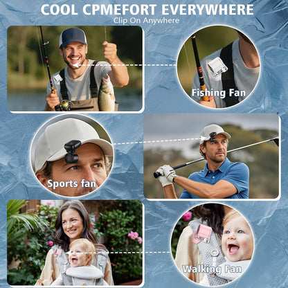 Mini Clip-On Fan – Ultra-Light Rechargeable USB-C Hat Fan with 3 Speeds