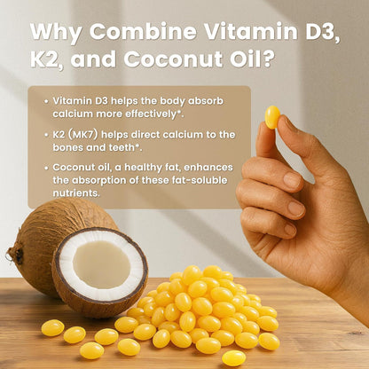 VEV Vitamin D3 K2 10000 lU,300 Coconut Oil Softgels