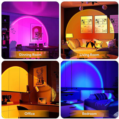 USB Rainbow Sunset Light Red Projector Led Night Light Sun Projection Desk
