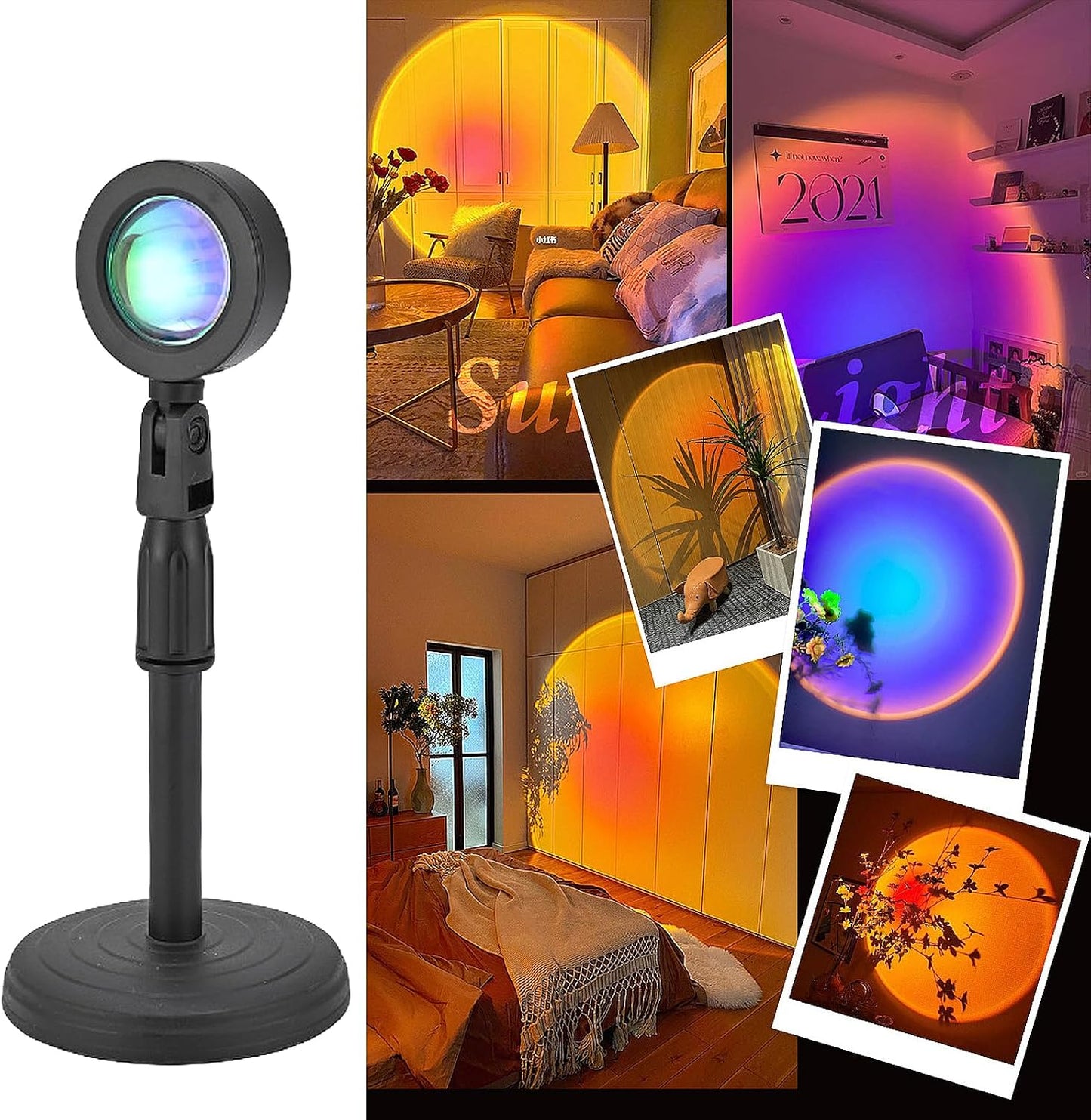 USB Rainbow Sunset Light Red Projector Led Night Light Sun Projection Desk