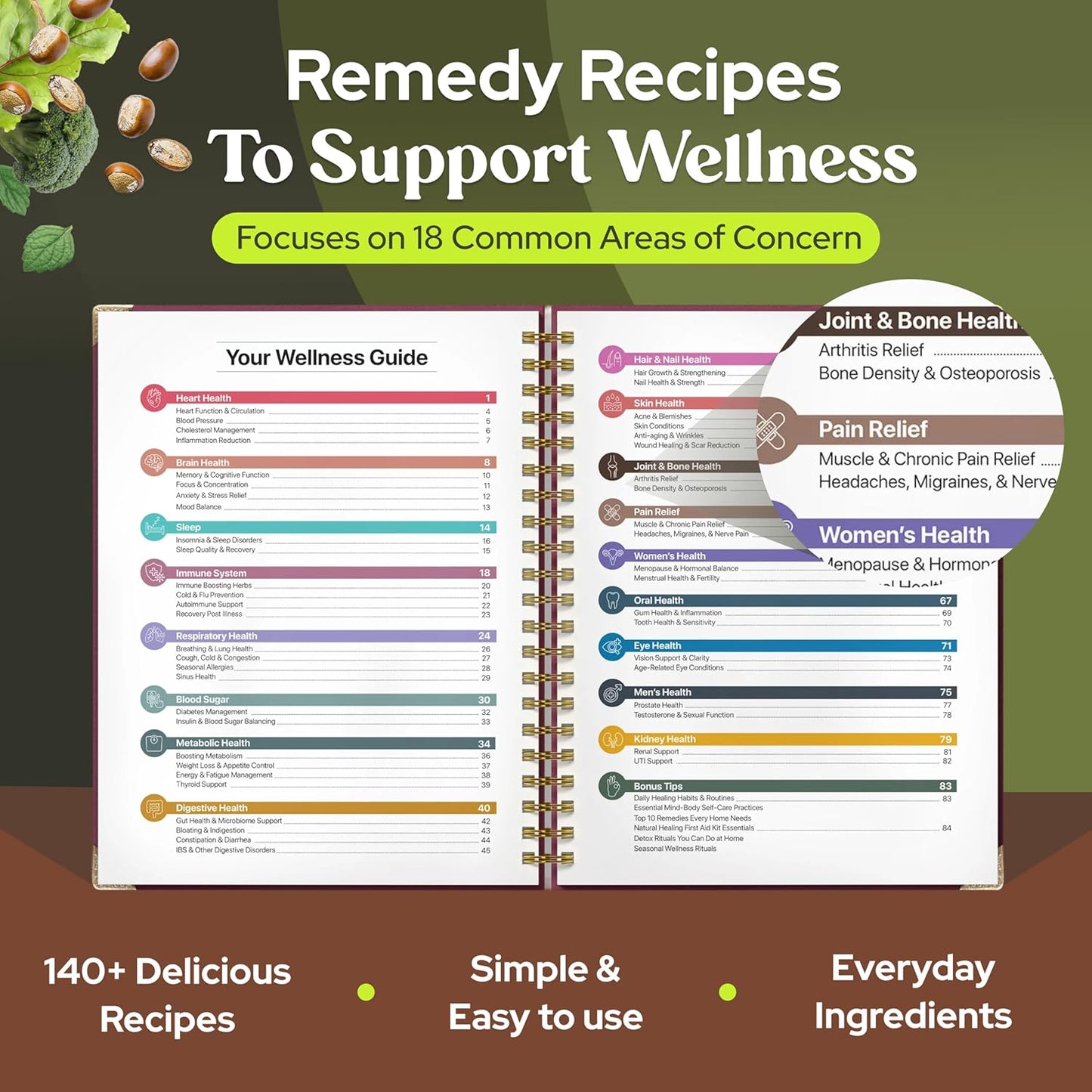 A természetes gyógyítás kézikönyve, spirálkötésű útmutató gyógynövényes gyógymódokhoz és természetes gyógymódokhoz