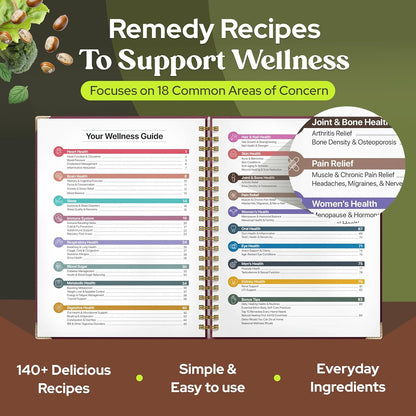 A természetes gyógyítás kézikönyve, spirálkötésű útmutató gyógynövényes gyógymódokhoz és természetes gyógymódokhoz