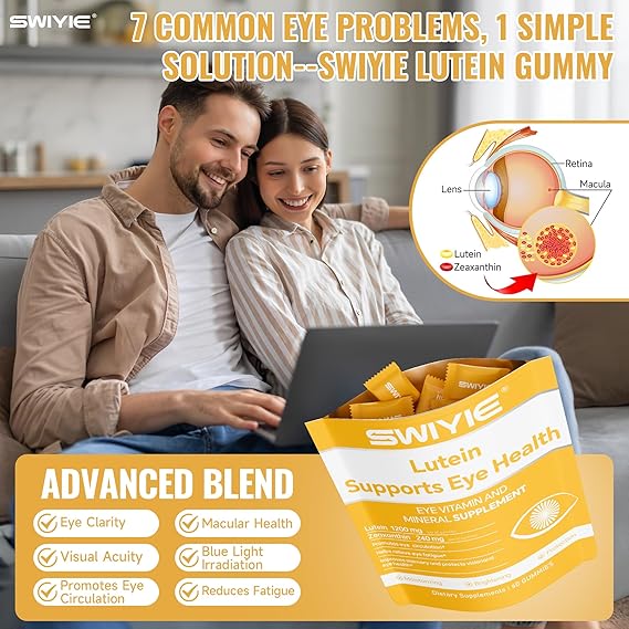 Lutein Gummies - Eye Health Vitamin and Mineral Supplement - Natural Flavor, 60 Count