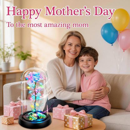 Rotating Light Up Rose in A Glass Dome,Anniversary Valentines Gifts