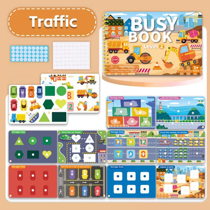 Kids Reusable Sticker Busy Book – Educational Travel Activity Book