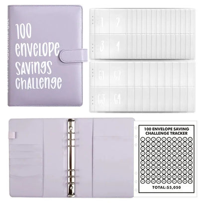 100 Envelope Savings Challenge Binder – A5 Cash Budget Planner with Numbered Envelopes