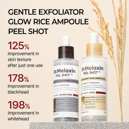 Glow Rice Ampoule Duo – Black & White Rice Exfoliating Serum for Softer, Clearer Skin