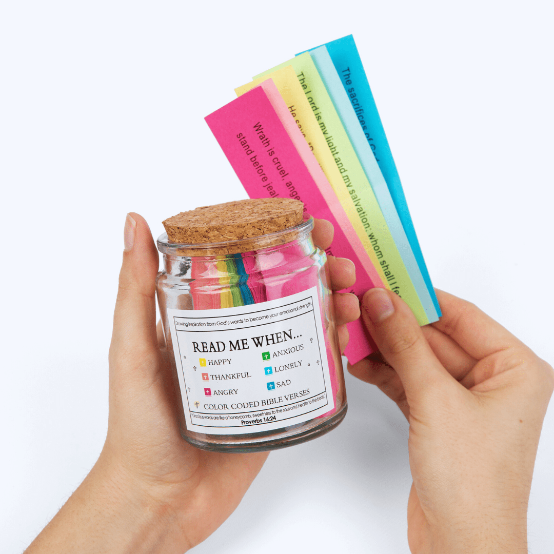 Bible Verse Jar, Daily Prayer, Jar of Hope - Contains 90 Bible verses