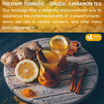 Turmeric Ginger Cinnamon Tea – 120 Bags | 100% Natural Herbal Blend for Wellness & Digestio.