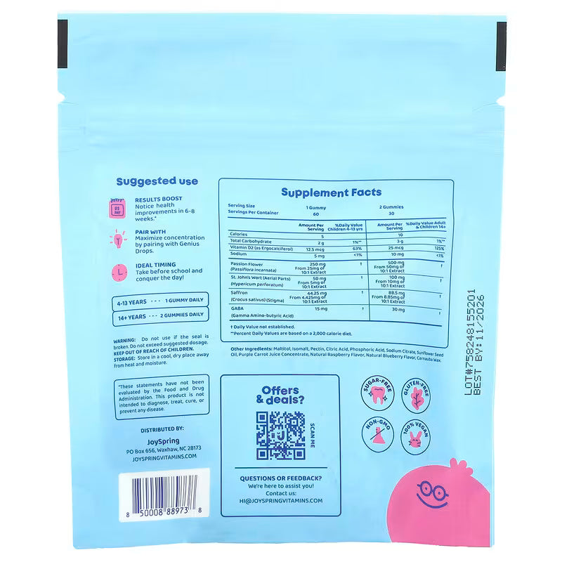 JoySpring, Mood Munchies Gummies, Natural Berries, 60 Gummies
