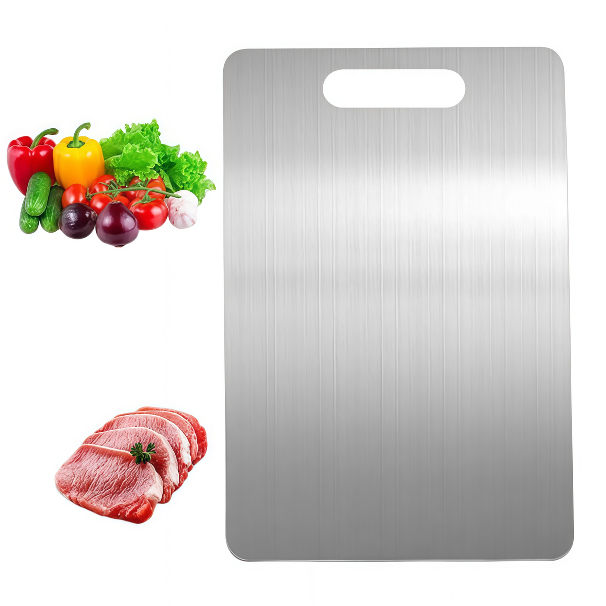 Tagliere in acciaio inossidabile resistente, tagliere antiaderente a doppia faccia in acciaio inox 304 (tagliere sottile e leggero 11,02 pollici x 15,35 pollici) leggero