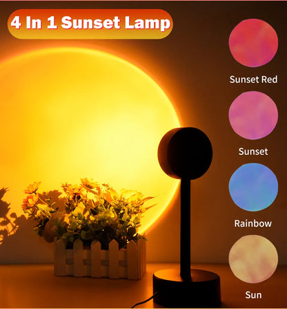USB Rainbow Sunset Light Red Projector Led Night Light Sun Projection Desk