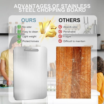 Stainless Steel Cutting Board Durability, Double Sided 304Stainless Non StickChopping Cutting Board,(Thinand Light Cutting Board 11.02in x15.35in)Lightweight