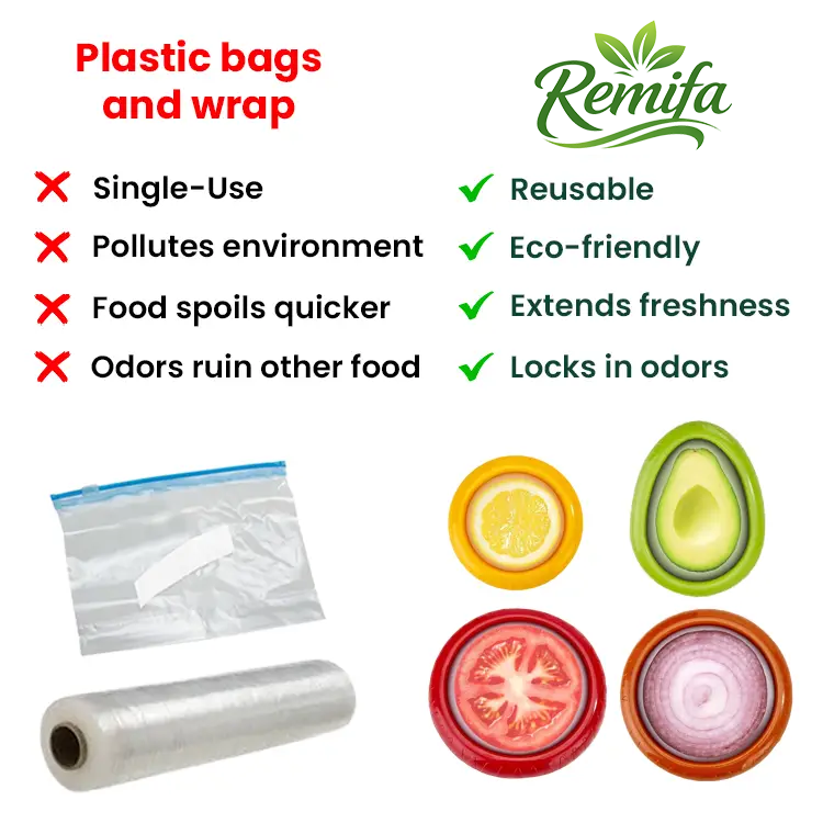 Remifa Silicone Stretch Pods, Airtight Food Storage Containers