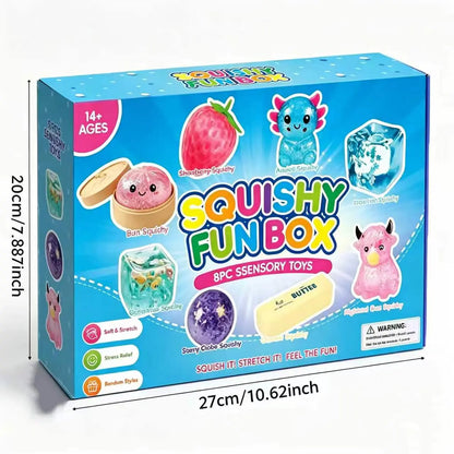 8-Piece Mystery Squishy Box – Ultimate Stress Relief Sensory Bundle