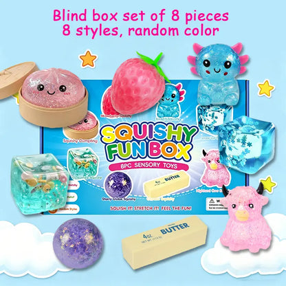 8-Piece Mystery Squishy Box – Ultimate Stress Relief Sensory Bundle