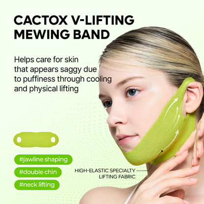 CACTOX V-Lifting Mewing Band - Collagen & Caffeine for Double Chin, Sagging Jawline & Facial Puffiness