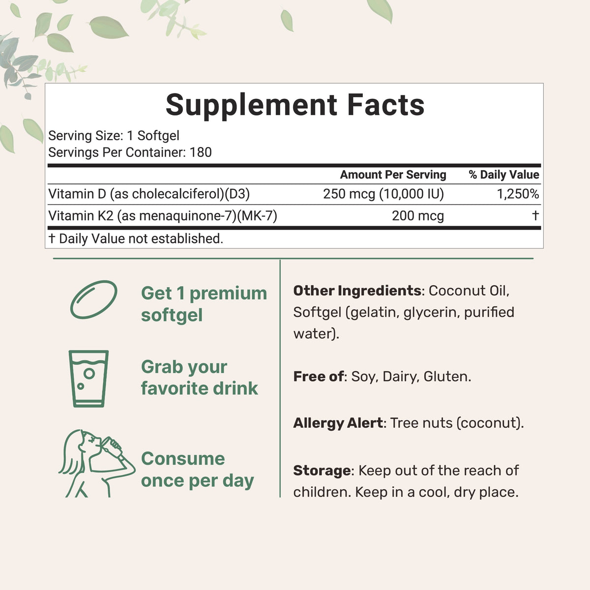 Mikroösszetevők D3-vitamin K2-vitamin kiegészítő lágyzselatin kapszulák