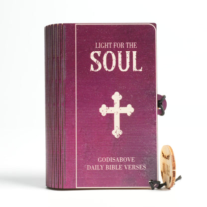 Handmade wooden box containing 90 Bible verse cards