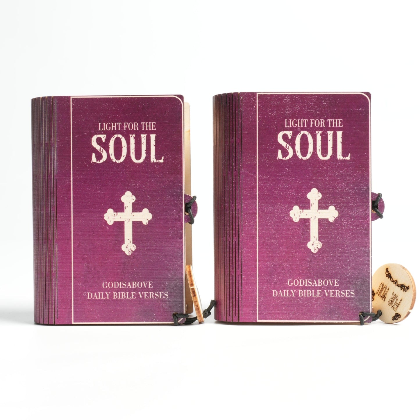 Handmade wooden box containing 90 Bible verse cards