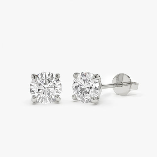 Classic Four Prong Lab Grown Round Diamond Studs