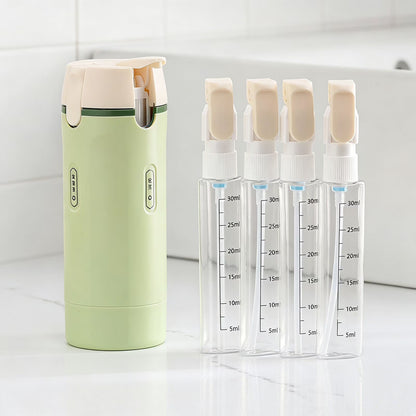 4-in-1 Portable Travel Dispenser Bottle | Compact Refillable Cosmetic & Shampoo Storage for On-the-Go