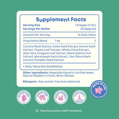 JoySpring ParaPatrol Kids’ Herbal Supplement | Alcohol-Free, Digestive Support, 30 Servings