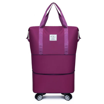 Expandable Rolling Duffle Bag with Wheels, Foldable Carry-On Travel Bag, Large Capacity Weekender Tote