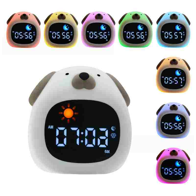Cute Puppy Digital Alarm Clock – Silicone Night Light