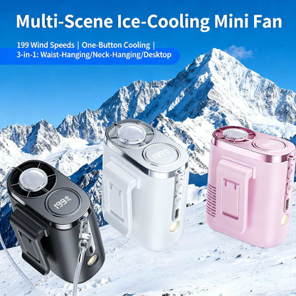 Semiconductor Cooling Waist Fan – Portable Clip-On & Neck Fan with Turbo Cooling