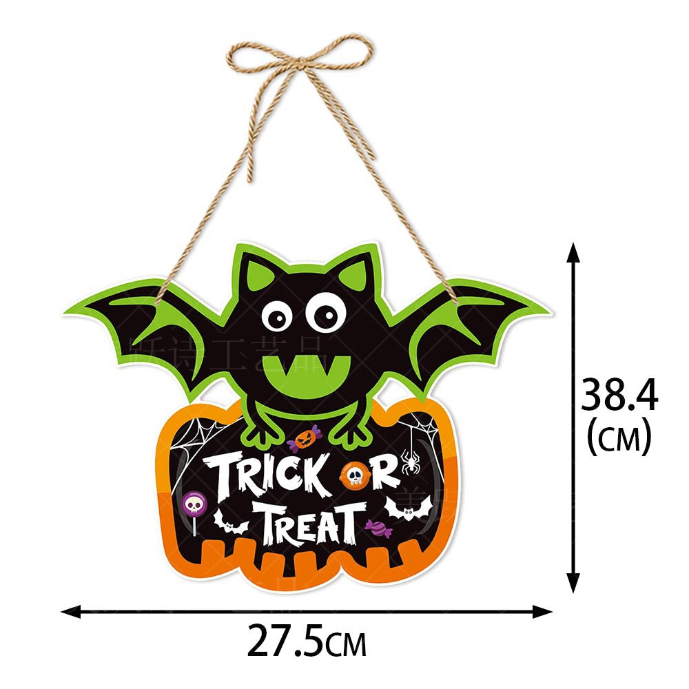 Fun spooky Halloween hanging door ornaments in 7 different designs. Made of premium paper with vivid Halloween patterns. Equipped with jute rope for quick hanging. Perfect for front door, wall, porch, Halloween party and haunted‑house scene styling.