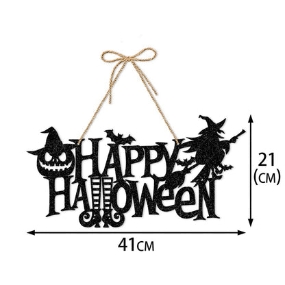 Fun spooky Halloween hanging door ornaments in 7 different designs. Made of premium paper with vivid Halloween patterns. Equipped with jute rope for quick hanging. Perfect for front door, wall, porch, Halloween party and haunted‑house scene styling.