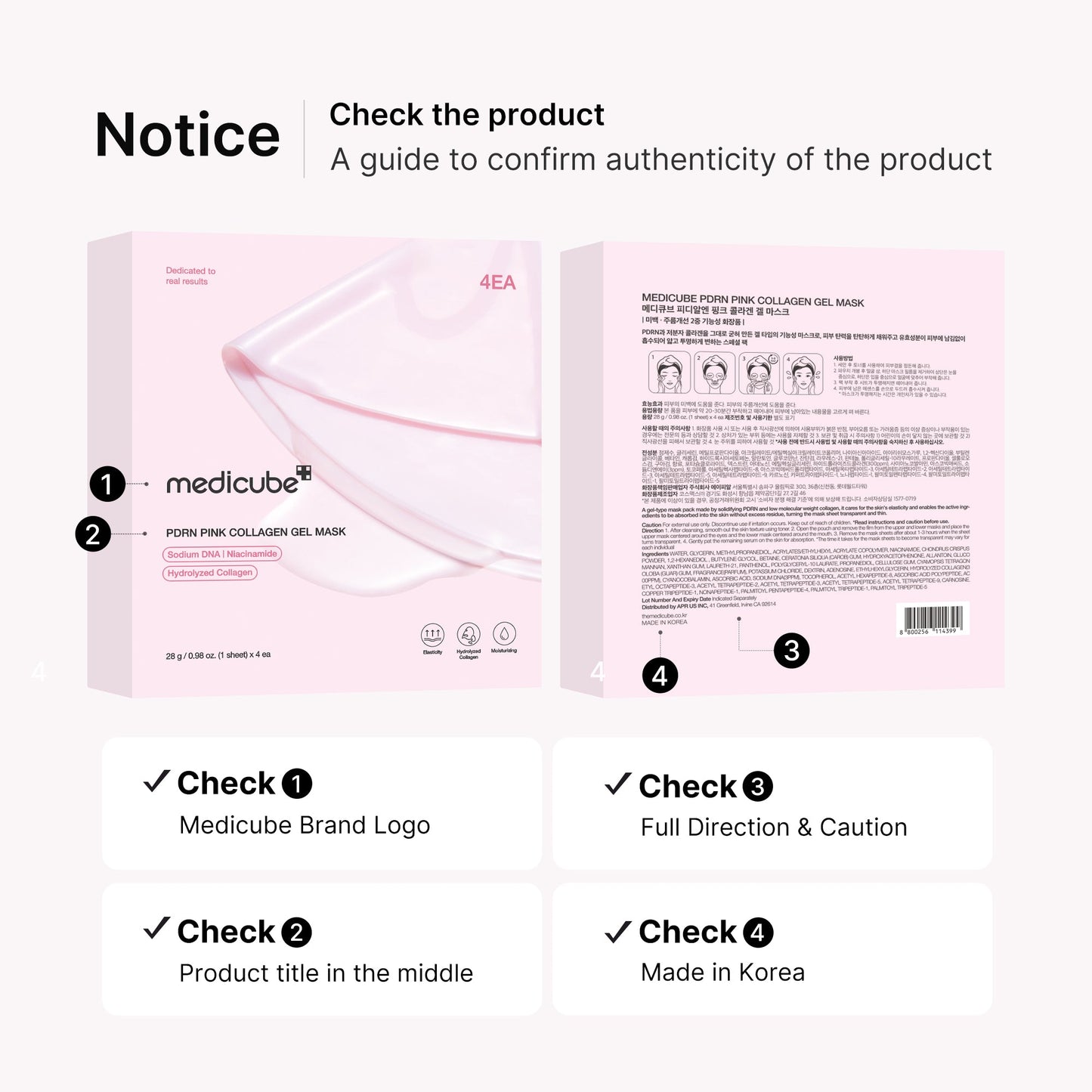 medicube Jelly Gel Mask with Salmon DNA PDRN & Pink Collagen, 4ea