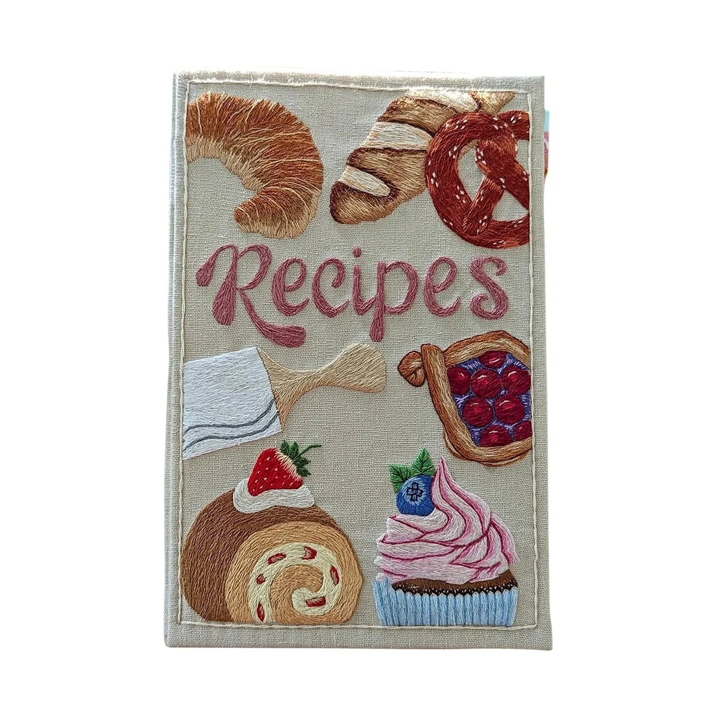 journallyours 3D Embroidery Pastry Recipe Notebook