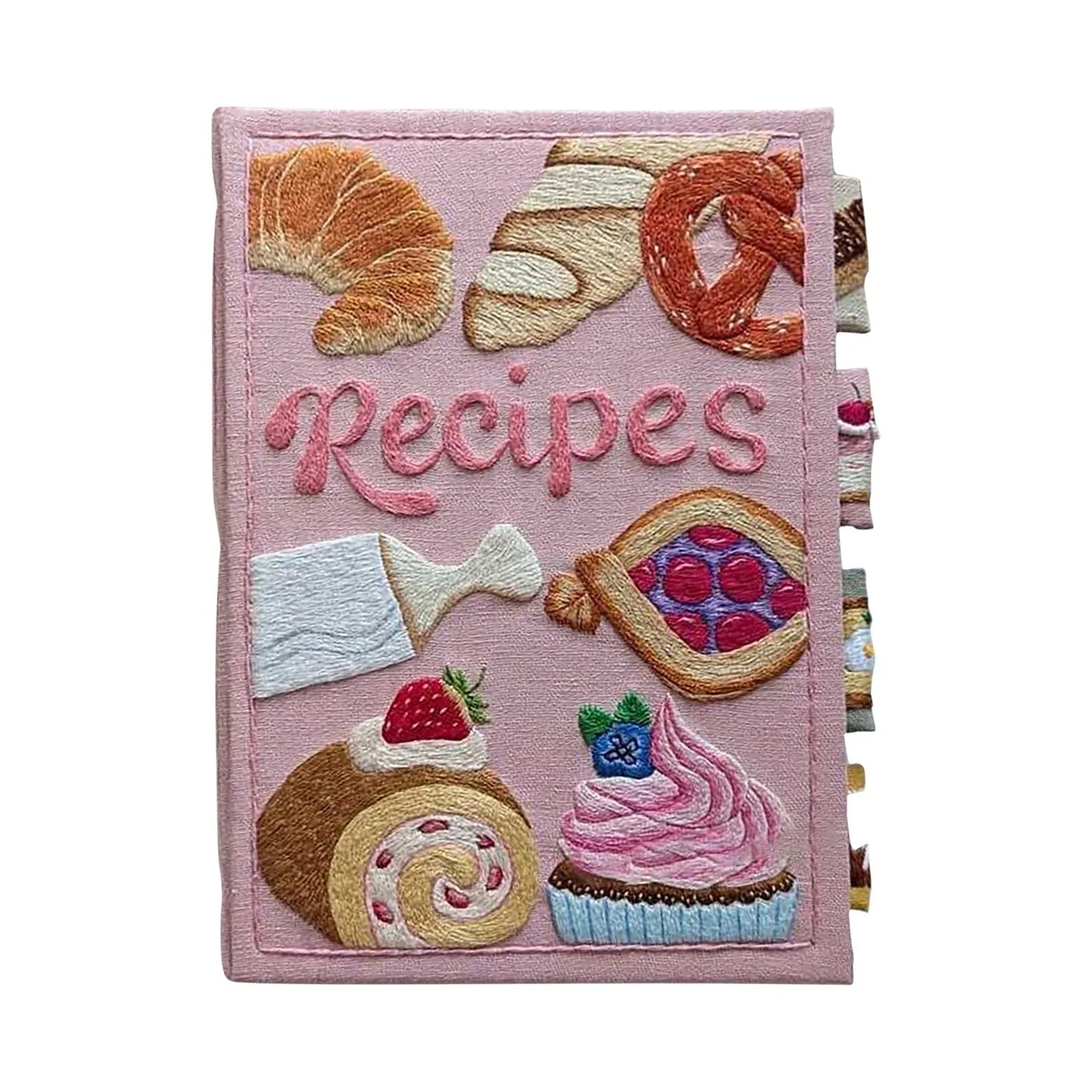 journallyours 3D Embroidery Pastry Recipe Notebook