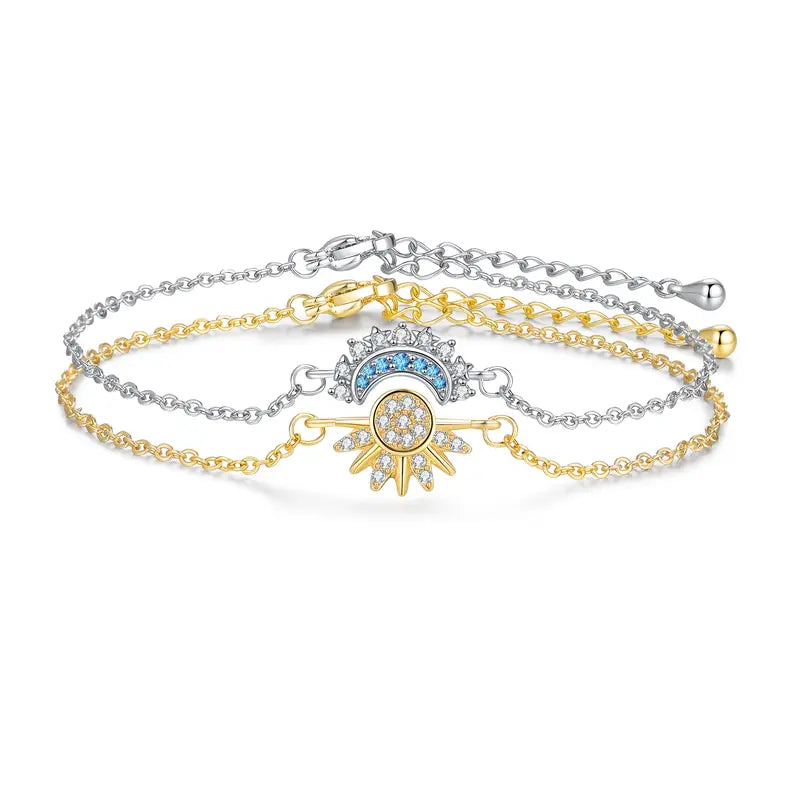 Sun Moon Bracelet Set Stackable Bracelet for Women Men
