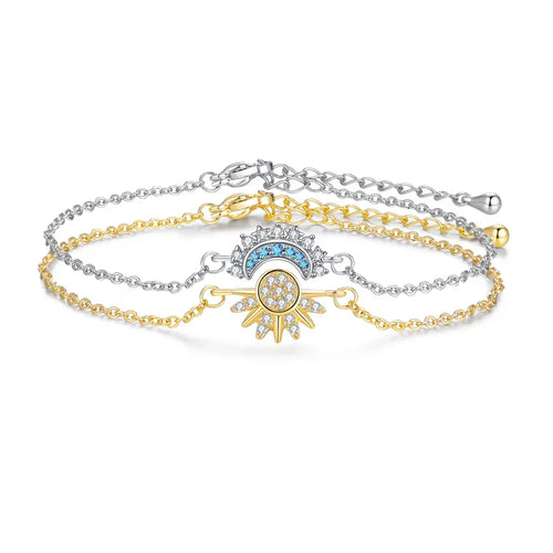 Sun Moon Bracelet Set Stackable Bracelet for Women Men