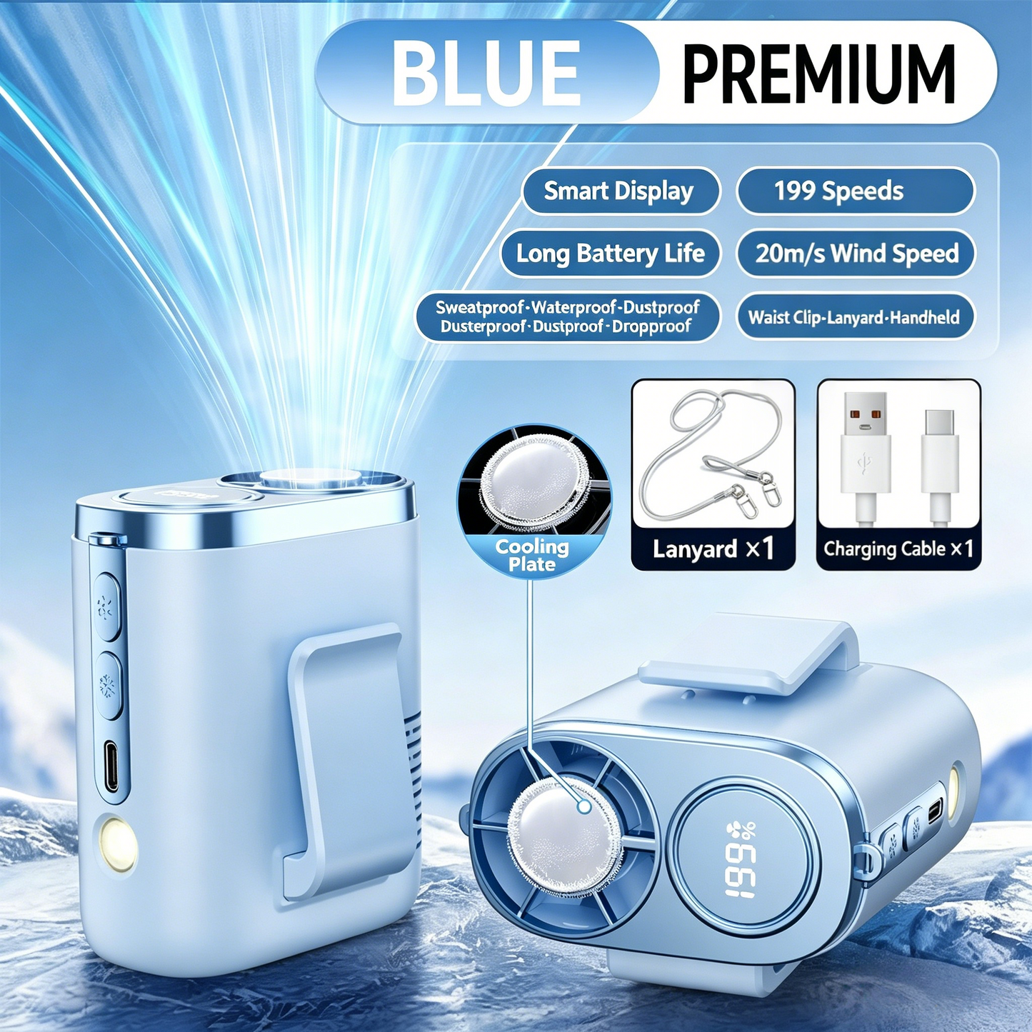 Semiconductor Cooling Waist Fan – Portable Clip-On & Neck Fan with Turbo Cooling