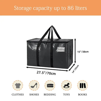 6 Pack Large Black Heavy Duty Moving & Storage Bags with Visible Window & Wrap Handles