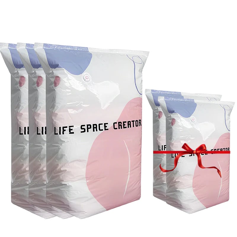 No-Pump Vacuum Storage Bags – Large Compression Space Saver Bags for Clothes, Comforters & Blankets
