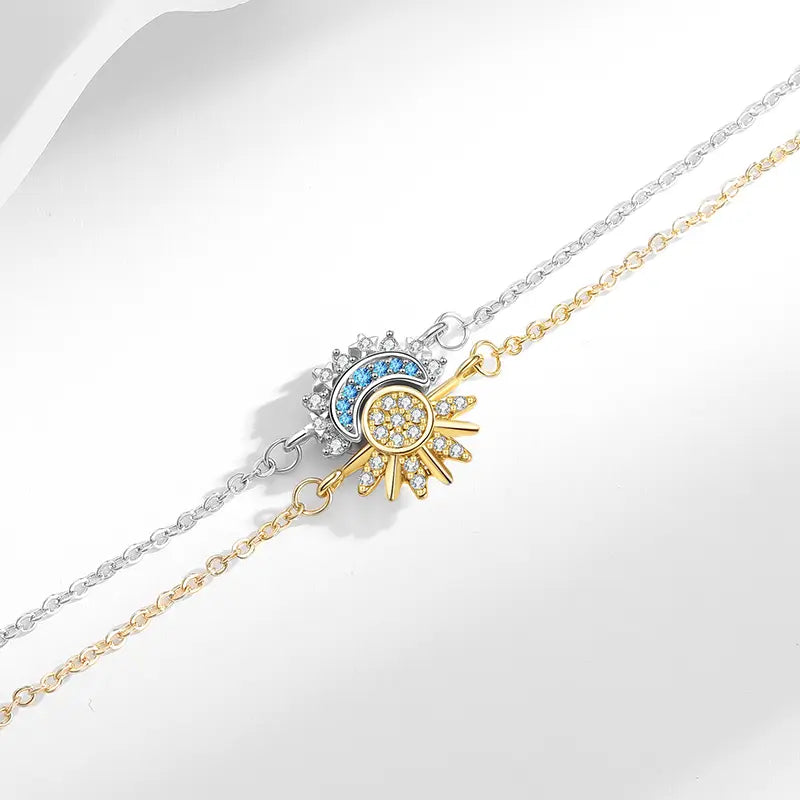 Sun Moon Bracelet Set Stackable Bracelet for Women Men