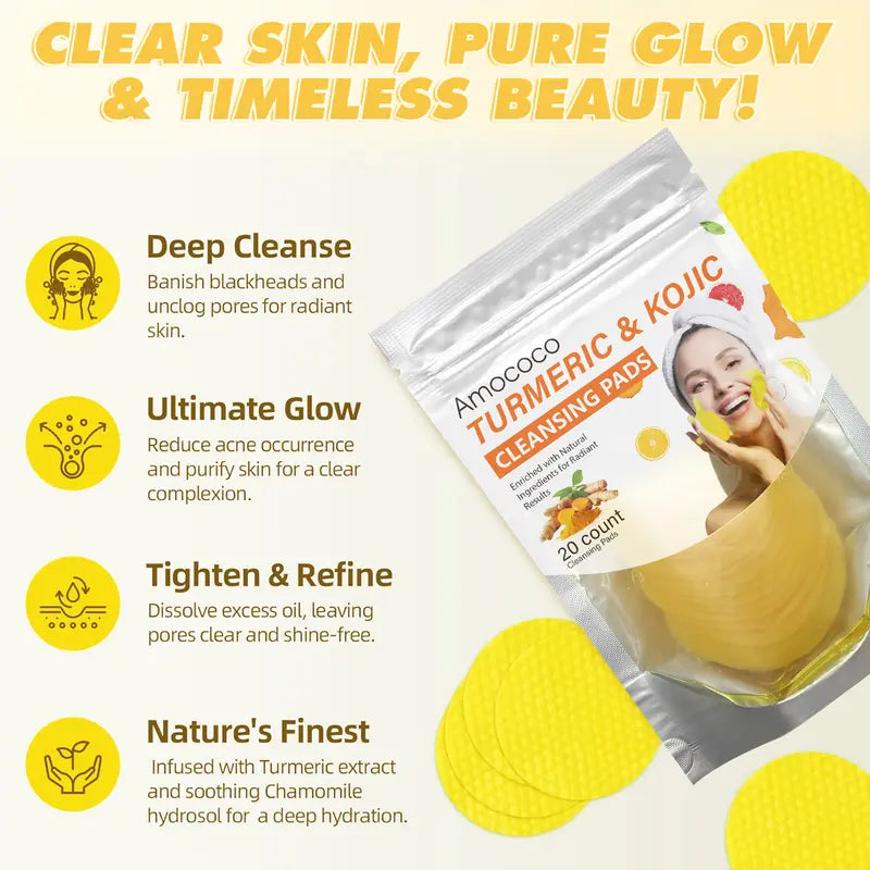 5PCS Turmeric Cleansing Exfoliating Pads & 100PCS Comfort Cleanser Set