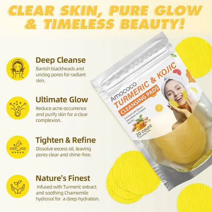 5PCS Turmeric Cleansing Exfoliating Pads & 100PCS Comfort Cleanser Set