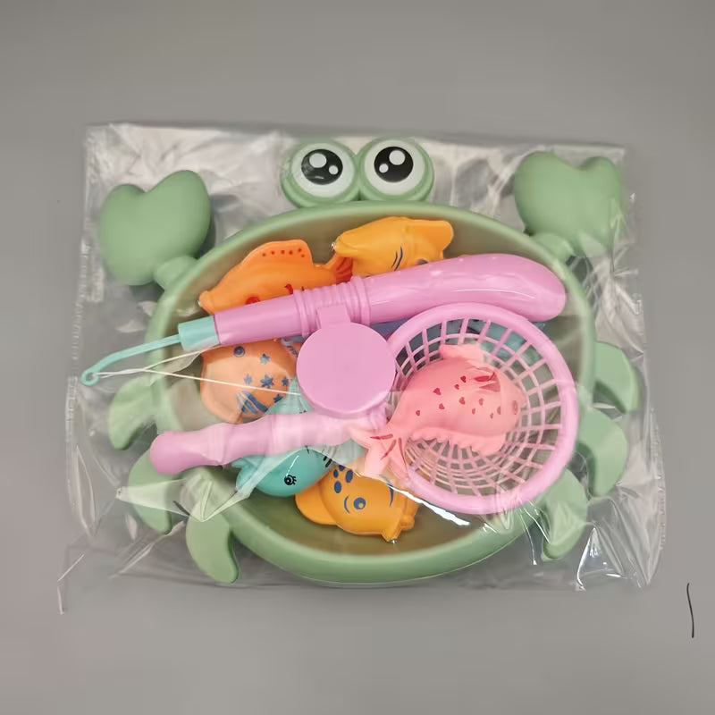 KIDS MAGNETIC CRAB FISHING TOY SET 8 FISH + CRAB SHELL + FISHING ROD