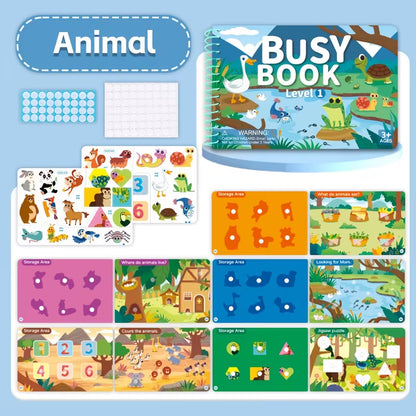 Kids Reusable Sticker Busy Book – Educational Travel Activity Book
